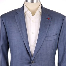 NEW $3,895 Isaia Aegean Blue 'Sanita' Mother-of-Pearl Buttons Men's Blazer US48R picture