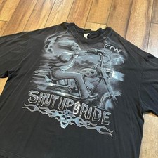 Vintage Liquid Blue Skeleton Biker T Shirt Men's Size 3XL Shut Up And Ride picture