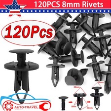 120PCS 8mm Bumper Clips Retainer Auto Car Plastic Rivets Fastener Fender Push picture