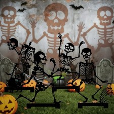 Geelin 4 Pcs Halloween Metal Skeleton Yard Stakes 15.75 Inches, black picture