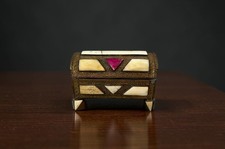 Vintage Moroccan Camel Bone Inlaid Jewelry Trinket Box - Small picture