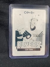 2025-26 O Pee Chee Cam York 1/1 BLACK PRINTING PLATE Flyers #428 picture