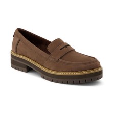Women's TOMS Cara Lug Sole Loafers Dark Brown Leather picture