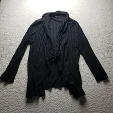 Bobeau Cardigan Sweater Womens 3X Black Ruffle Open Front Lightweight Knit picture