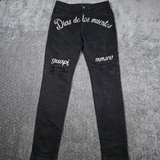 Guapi Aaron Wilhelm Dias De Los Muertos Distressed Jeans Black Mens 30 Limited picture