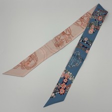 Hermès Brides de Gala en Fleurs Silk Twilly Blue Pink Floral Equestrian picture