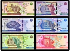 Uzbekistan 2000 5000 10,000 20,000 50,000 100,000 Sum, 6 Pcs SET, 2021, UNC NEW picture