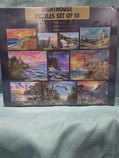 Lighthouse Puzzles Set Of 10 Colorful 2 - 100 Piece 4-300 Piece 4- 500 Piece New picture
