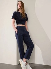 NWT ATHLETA Navy Endless High Rise Pant Navy Blue Work Travel Comfy Waistband 4P picture