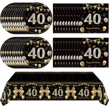41Pcs 40th Birthday Decorations for Men Women, Black Gold 40 Year Old Birthda... picture