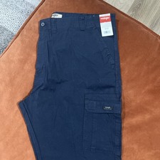 Wrangler Authentics Cargo Pants Mens 44x30 Relaxed Fit Classic Stretch Navy Blue picture