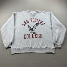 Vintage Las Positas College Sweatshirt Mens Medium Gray Fleece Hawks Livermore picture