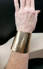 VTG Napier Bertolli Roman Shimmer Wide Cuff Gold P Hammered Book Piece Cleopatra picture
