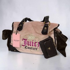 Juicy Couture Dreamy Juicy Tote Dusty Blush Velour Bow Bag Pouch NWT picture