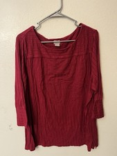 Chico's Maroon  Ribbed Knit Pullover Sweater Women's Size 3 XL 3/4 Sleeve Rayon picture