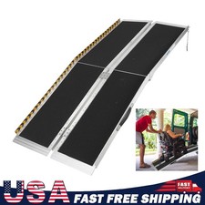 6/7/8/9/10ft Folding Aluminum Wheelchair Ramp with Transition Plate Home Vehicle picture
