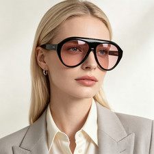 Gucci GG0479S Black Aviator Sunglasses Pink Lens 60-13-150 picture