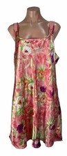 Vintage L.A. Intimates Satin Mini Slip Dress Night Gown Multicolor Floral Sz 2XL picture