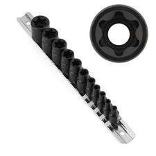 Casoman 11Pcs Female Torx Socket Set, E Torx & Star Socket Set With Ra picture