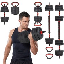 7-Piece Adjustable Dumbbell Set 44/55/66lb, Barbell Kettlebell Push-Up Handles picture