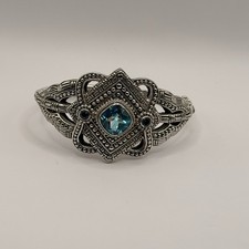 Sarda Women's Blue Topaz Sterling Silver Bracelet Bali Artisan Design picture