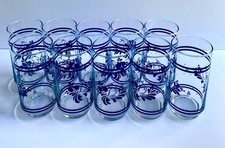 Set-10 Pfaltzgraff FOLK ART 14 Oz Glass Beverage Drinking Glasses Tumblers Vtg picture