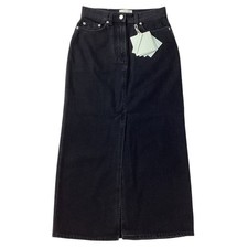 LOULOU STUDIO Rona Denim Midi Skirt XS Washed Gray 100% Cotton Italy picture
