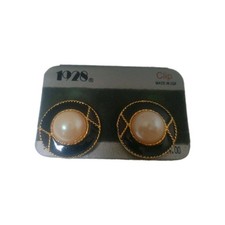 1928 Jewelry Co. Clip On Earrings Vintage Faux Pearl Gold Tone W/ Original Card picture