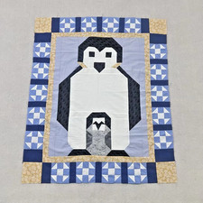 Handmade Penguins Baby Quilt Top 44x51