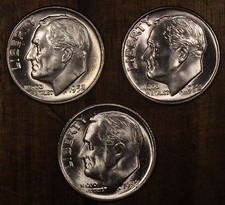 1952 P D S Roosevelt Dimes  CH BU  LUSTER 90% Silver OBW Roll picture