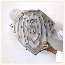 Handcrafted Medieval Wooden Shield Leather Strapped LARP Armor Fantasy Wall Gift picture