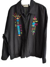 Strictly Silk Saint Germain Jacket Large Embroidered Tribal Bomber Resort Wear picture