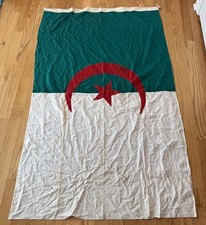 Vintage Algeria National Flag Canvas Hoist Rope Wood Toggle 70x44 Large Flag picture