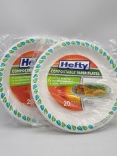 2pk Hefty Compostable Plates 10In 20Ct Plant-Based Materials Microwave Safe picture