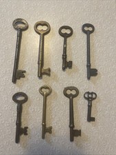 Lot of 8 Antique Skeleton Keys Some Brass - Adlake picture