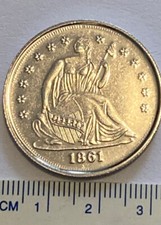 1861 HALF DOLLAR RESTRIKE COIN CONFEDERATE STATES OF AMERICA CIVIL WAR CSA FREE picture