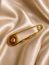 RARE Versace Medusa Safety Gold Tone Pin Brooch Accessories Large - 3’inch  picture