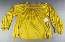 NEW NWT Calligraphie Size XL Polyester Blouse Braided neck line and cuff Top picture