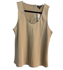 J.Crew Sleeveless Shell Top Everyday Crepe Back Button Light Khaki NWT L picture