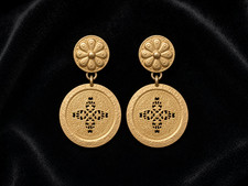 Vintage Kenneth Lane Signed Gold Tone Clip-On Drop Earrings picture