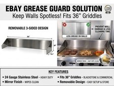 36” Stainless Steel Griddle Grease & Splash Guard – 24 Gauge Mirror Finish picture