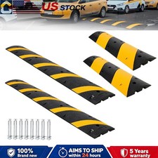 2 Pcs 3.3/6FT Rubber Speed Bump 2 Channel Load Heavy Duty Speed Hump w/ 8 Bolts picture