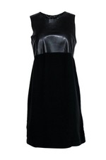 Vince - Black Shift Dress w/ Leather Bust Sz 10 picture