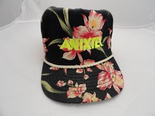 San Sun Vintage Anixter Hawaiian Black Floral Rope Snapback Hat Cap picture