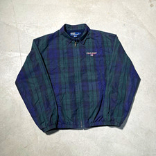 Vintage Rare Polo Ralph Lauren Sport Men's Plaid Full Zip Jacket Sz L Green Blue picture