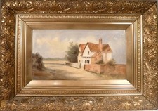 UNSIGNED BRITISH ARTIST -  HOUSE IN THE COUNTRY SIDE WITH FIGURE picture