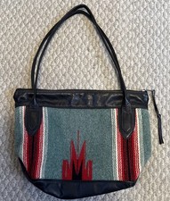 Vintage Ortegas Hand Woven Chimayo New Mexico Wool Leather Southwestern Bag picture