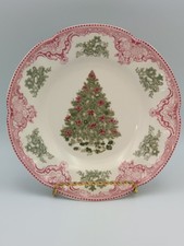 Rare Johnson Bros. Old Britain Castles Pink & Green Christmas 8.75
