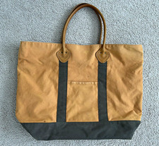 Vtg LL Bean Canvas Leather Field Tote Plaid Lining picture