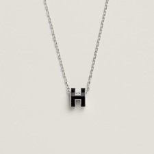 New Hermes Mini Pop H Pendant Necklace Noir Black with Palladium Hardware picture